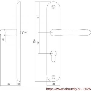 Intersteel 0198 deurkruk Saturnus op schild ovaal 236x37 mm profielcilindergat 72 mm messing gelakt - A26001670 - afbeelding 2