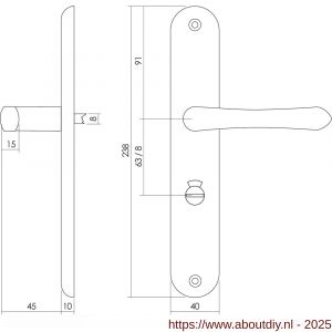 Intersteel 0198 deurkruk Saturnus op schild ovaal 236x37 mm WC 63/8 mm messing gelakt - A26001672 - afbeelding 2