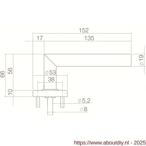 Intersteel 0583 deurkruk gatdeel Jura op rozet verdekt diameter 53x10 mm PVD messingkleur - A26011268 - afbeelding 2