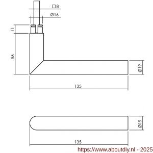 Intersteel 0611 deurkruk gatdeel Jura op rozet verdekt 53x53X10 mm PVD messingkleur - A26011264 - afbeelding 2