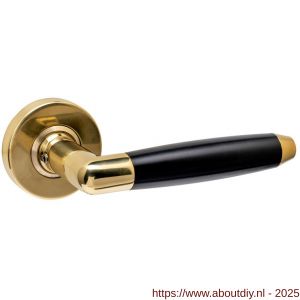 Intersteel 0640 deurkruk gatdeel Combinatie op rozet verdekt diameter 53x10 mm PVD messingkleur-zwart - A26011261 - afbeelding 1