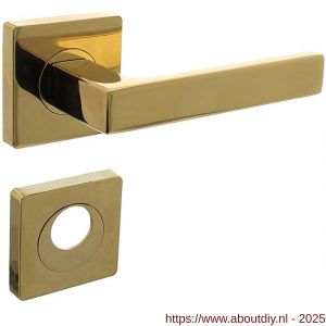 Intersteel 1713 deurkruk Hera op rozet verdekt 55x55x10 mm met nokken en rondcilinderrozetten PVD messingkleur - A26010147 - afbeelding 1