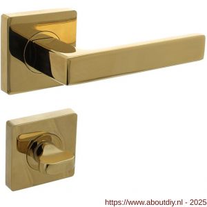 Intersteel 1713 deurkruk Hera op rozet verdekt 55x55x10 mm met nokken en WC-sluiting met stift 7x7 mm PVD messingkleur - A26010148 - afbeelding 1