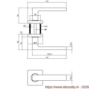 Intersteel Living 1713 set loopslot wit met deurkruk Hera op rozet 55x55 mm PVD messingkleur - A26011035 - afbeelding 2