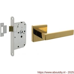 Intersteel Living 1713 set loopslot wit met deurkruk Hera op rozet 55x55 mm PVD messingkleur - A26011035 - afbeelding 1