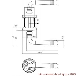 Intersteel Living 1725 deurkruk Helena op rozet verdekt met rillen diameter 55x10 mm met nokken PVD messingkleur - A26006692 - afbeelding 2