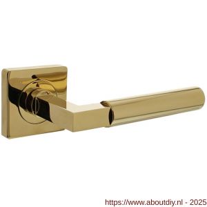 Intersteel 1741 deurkruk gatdeel rechts Baustil op rozet verdekt 55x55x10 mm met nokken PVD messingkleur - A26010151 - afbeelding 1