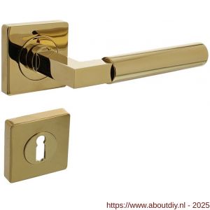 Intersteel 1741 deurkruk Baustil op rozet verdekt 55x55x10 mm met nokken en sleutelrozetten PVD messingkleur - A26010153 - afbeelding 1