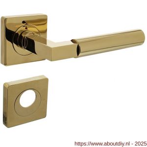 Intersteel 1741 deurkruk Baustil op rozet verdekt 55x55x10 mm met nokken en rondcilinderrozetten PVD messingkleur - A26010155 - afbeelding 1