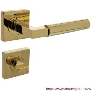 Intersteel 1741 deurkruk Baustil op rozet verdekt 55x55x10 mm met nokken en WC-sluiting met stift 7x7 mm PVD messingkleur - A26010156 - afbeelding 1