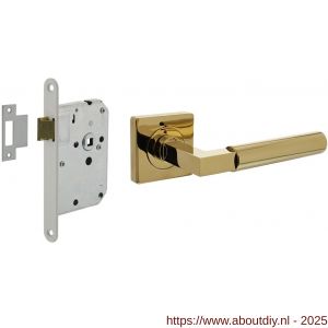 Intersteel Living 1741 set loopslot wit met deurkruk Baustil op rozet 55x55 mm PVD messingkleur - A26011037 - afbeelding 1