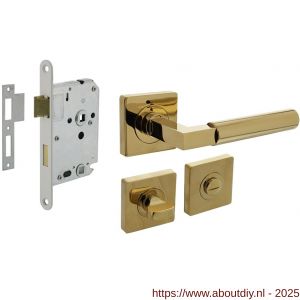 Intersteel Living 1741 set toiletslot 63/8 mm wit met deurkruk Baustil op rozet 55x55 mm en WC-sluiting PVD messingkleur - A26011038 - afbeelding 1