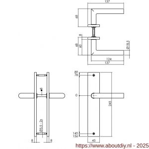 Intersteel Living 1743 deurkruk Bastian op schild rechthoekig 245x45 mm blind PVD messingkleur - A26010168 - afbeelding 2