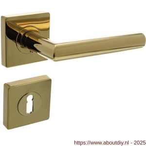 Intersteel 1747 deurkruk Bastian op rozet verdekt 55x55x10 mm met nokken en sleutelrozetten PVD messingkleur - A26010188 - afbeelding 1