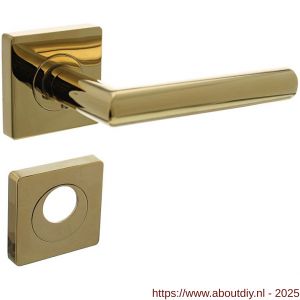 Intersteel 1747 deurkruk Bastian op rozet verdekt 55x55x10 mm met nokken en rondcilinderrozetten PVD messingkleur - A26010190 - afbeelding 1
