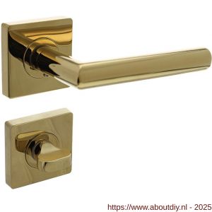 Intersteel 1747 deurkruk Bastian op rozet verdekt 55x55x10 mm met nokken en WC-sluiting met stift 7x7 mm PVD messingkleur - A26010191 - afbeelding 1