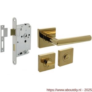 Intersteel Living 1747 set toiletslot 63/8 mm wit met deurkruk Bastian op rozet 55x55 mm en WC-sluiting PVD messingkleur - A26011040 - afbeelding 1