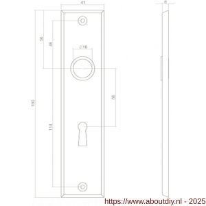 Intersteel 2568 renovatie kortschild rechthoekig 181x41x7 mm sleutelgat 56 mm messing gelakt - A26002824 - afbeelding 2