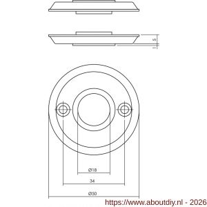Intersteel 3173 rozetten diameter 50x5 mm messing gelakt - A26007568 - afbeelding 2