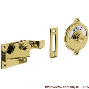 Intersteel Living 3700 WC-overslag met bocht en tekst Vrij-Bezet messing gelakt - A26007951 - afbeelding 1