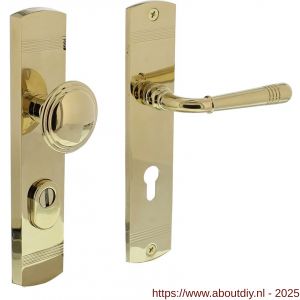 Intersteel Living 3778 voordeurbeslag Helena 239x50 mm knop-kruk profielcilindergat 72 mm met kerntrekbeveiliging PVD messingkleur - A26010205 - afbeelding 1