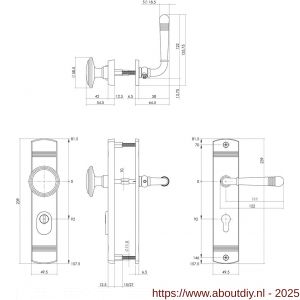 Intersteel Living 3778 voordeurbeslag Helena 239x50 mm knop-kruk profielcilindergat 92 mm met kerntrekbeveiliging PVD messingkleur - A26010206 - afbeelding 2