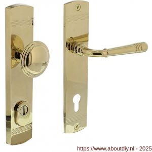 Intersteel Living 3778 voordeurbeslag Helena 239x50 mm knop-kruk profielcilindergat 92 mm met kerntrekbeveiliging PVD messingkleur - A26010206 - afbeelding 1