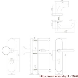 Intersteel Living 3820 SKG3 veiligheidsbeslag ovaal verdekt 252x54 mm greep-kruk Rond profielcilindergat 92 mm met kerntrekbeveiliging messing gelakt - A26003420 - afbeelding 2