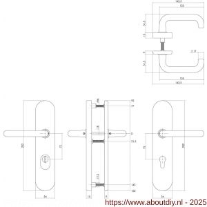 Intersteel Living 3821 SKG3 veiligheidsbeslag ovaal verdekt 252x54 mm kruk-kruk Rond profielcilindergat 72 mm met kerntrekbeveiliging messing gelakt - A26007953 - afbeelding 2
