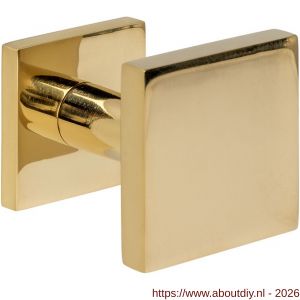Intersteel 3930 voordeurknop vierkant 64x64 mm op achterplaat 54x54 mm verkropt éénzijdige montage PVD messingkleur - A26010893 - afbeelding 1