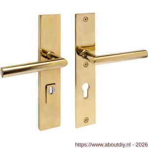 Intersteel 3964 SKG3 veiligheidsbeslag rechthoekig 250x50 mm kruk-kruk Jura met veerconstructie profielcilindergat 72 mm met kerntrekbeveiliging PVD messingkleur - A26010889 - afbeelding 1