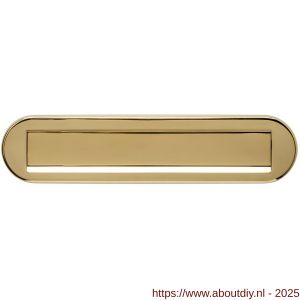 Intersteel 4000 briefplaat ovaal 340x80 mm met klep-regenrand PVD messingkleur - A26010884 - afbeelding 1