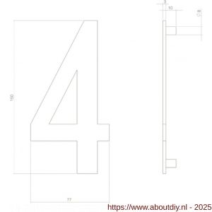 Intersteel 4020 huisnummer 4 150 mm PVD messingkleur - A26010877 - afbeelding 2