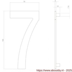 Intersteel 4020 huisnummer 7 150 mm PVD messingkleur - A26010874 - afbeelding 2