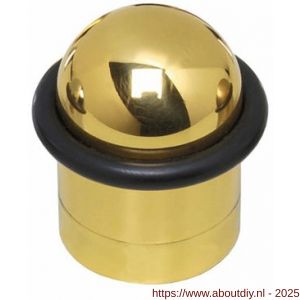 Intersteel Living 4420 deurstop met zwarte ring diameter 32x45 mm messing gelakt - A26007386 - afbeelding 1