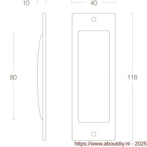 Intersteel Living 4476 schuifdeurkom rechthoekig 120x40 mm opschroevend messing gelakt - A26007651 - afbeelding 2