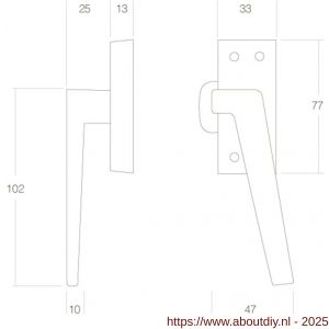 Intersteel Living 5615 raamsluiting rechts met ventilatiestand messing gelakt - A26007732 - afbeelding 2
