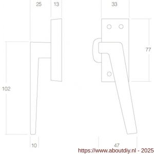 Intersteel Living 5615 raamsluiting links met ventilatiestand messing gelakt - A26007731 - afbeelding 2