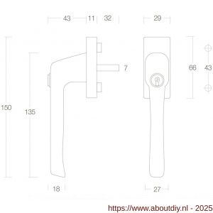 Intersteel Living 6616 raamkruk zwaar afsluitbaar messing gelakt - A26003787 - afbeelding 2