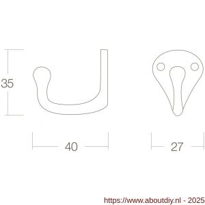 Intersteel Living 6926 jashaak scheepsmodel enkele haak messing gelakt - A26007775 - afbeelding 2