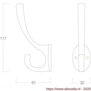 Intersteel Living 6926 kapstokhaak ovaal messing gelakt - A26007765 - afbeelding 2