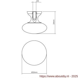 Intersteel Living 8478 meubelknop Paddenstoel diameter 25 mm messing gelakt - A26007855 - afbeelding 2