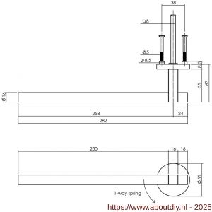 Intersteel 0719 deurkruk gatdeel links Shiraat by Grand en Johnson op rozet verdekt diameter 55x8 mm PVD messing mat - A26011285 - afbeelding 2