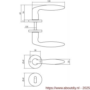 Intersteel 0199 deurkruk Sigaar op rozet verdekt diameter 49x7 mm en sleutelrozetten chroom - A26010617 - afbeelding 2