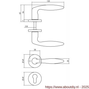 Intersteel 0199 deurkruk Sigaar op rozet verdekt diameter 49x7 mm en cilinderrozetten chroom - A26010618 - afbeelding 2