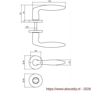 Intersteel 0199 deurkruk Sigaar op rozet verdekt diameter 49x7 mm en WC-sluiting met stift 8x8 mm chroom - A26010619 - afbeelding 2