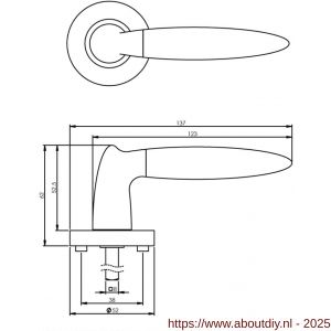 Intersteel Living 1682 deurkruk Elen op rozet verdekt diameter 52x10 mm met nokken chroom-nikkel mat - A26004828 - afbeelding 2