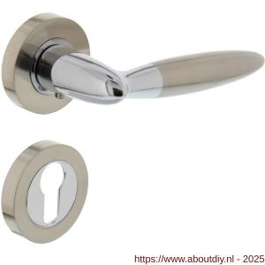 Intersteel 1682 deurkruk Elen op rozet verdekt diameter 52x10 mm met nokken en cilinderrozetten chroom-nikkel mat - A26004832 - afbeelding 1