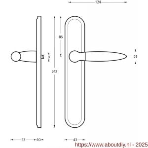 Intersteel Living 1682 deurkruk Elen op schild ovaal 242x43 mm blind chroom-nikkel mat - A26000668 - afbeelding 2