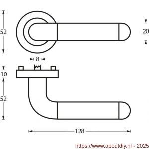 Intersteel Living 1683 deurkruk Agatha op rozet verdekt diameter 52x10 mm met nokken chroom-nikkel mat - A26000300 - afbeelding 2
